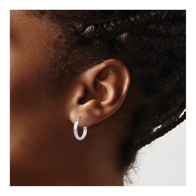 10K White Gold 15mm Hoop Earrings – view 4