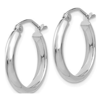 10K White Gold 18mm Hoop Earrings – view 2