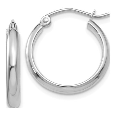10K White Gold 18mm Hoop Earrings