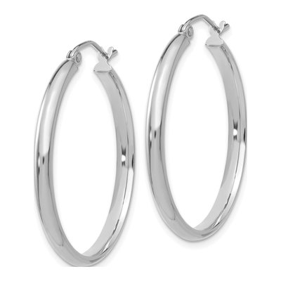 10K White Gold 30mm Hoop Earrings – view 3