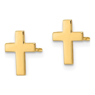 10K Yellow Gold Cross Stud Earrings – view 3