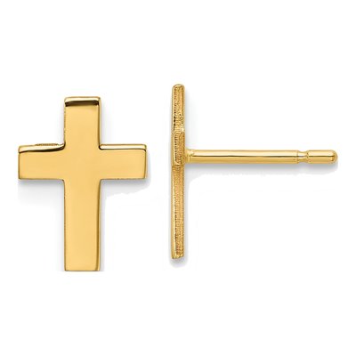 10K Yellow Gold Cross Stud Earrings