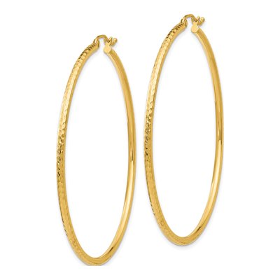 10K Yellow Gold 55mm Diamond-Cut Tube Hoop Earrings – view 3