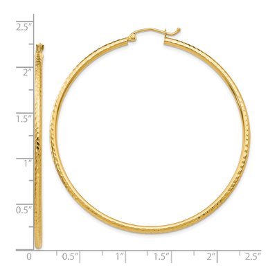 10K Yellow Gold 55mm Diamond-Cut Tube Hoop Earrings – view 5
