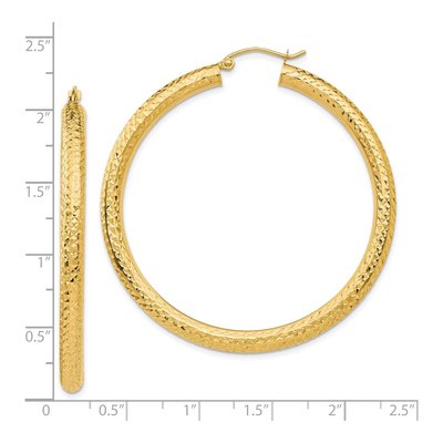 10K Yellow Gold 50mm Diamond-Cut Hoop Earrings – view 5