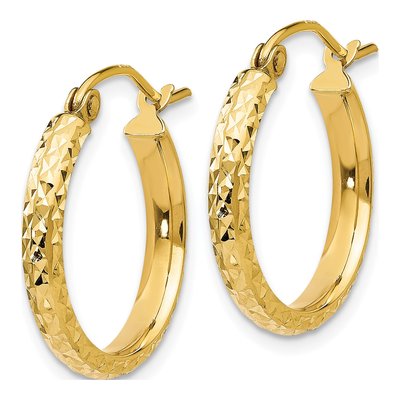 10K Yellow Gold 18mm Diamond-Cut Hollow Hoop Earrings – view 2