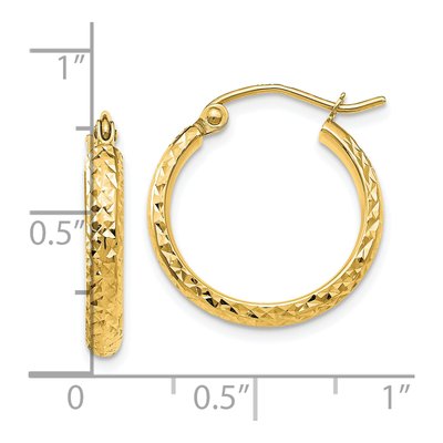 10K Yellow Gold 18mm Diamond-Cut Hollow Hoop Earrings – view 4
