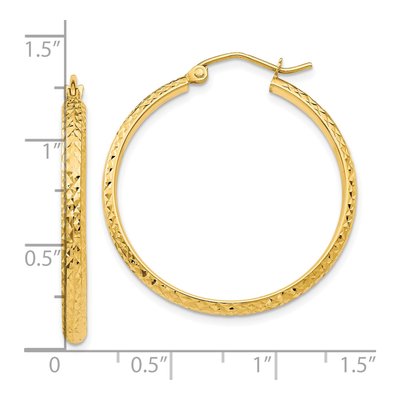 10K Yellow Gold 30mm Diamond-Cut Hollow Hoop Earrings – view 5