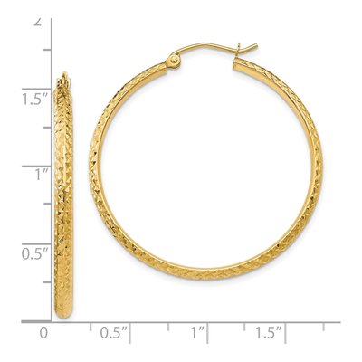 10K Yellow Gold 37mm Diamond-Cut Hollow Hoop Earrings – view 5