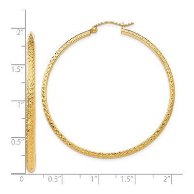 10K Yellow Gold 46mm Diamond-Cut Hollow Hoop Earrings – view 5