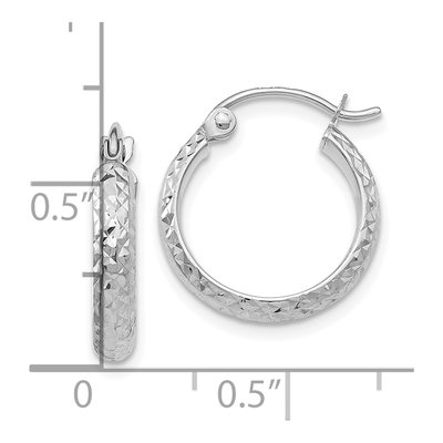 10K White Gold Diamond-Cut Hoop Earrings, 15mm – view 5