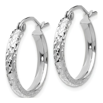 10K White Gold 18mm Diamond-Cut Hollow Hoop Earrings – view 3