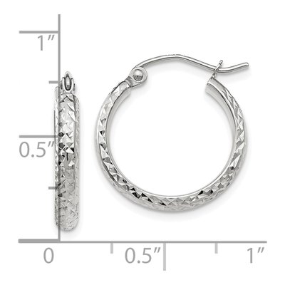 10K White Gold 18mm Diamond-Cut Hollow Hoop Earrings – view 5