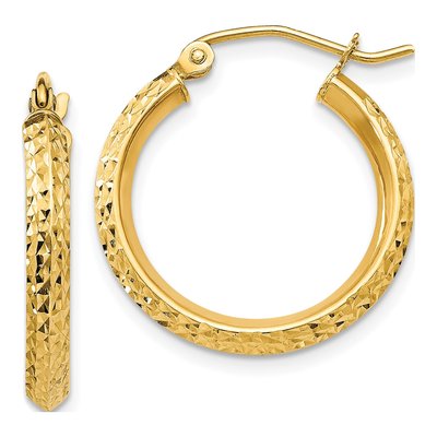 10K Yellow Gold 20mm Diamond-Cut Hoop Earrings
