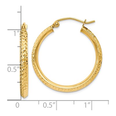 10K Yellow Gold 25mm Diamond-Cut Hollow Hoop Earrings – view 5