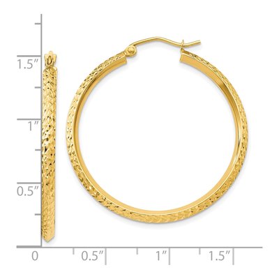 10K Yellow Gold 35mm Knife Edge Diamond-Cut Hollow Hoop Earrings – view 5