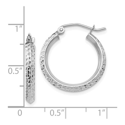10K White Gold 20mm Diamond-Cut Knife Edge Hoop Earrings – view 5