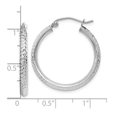 10K White Gold 25mm Diamond-Cut Hoop Earrings – view 5