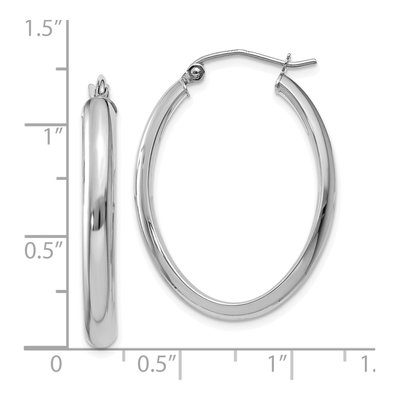 10K White Gold Oval Hoop Earrings – view 4