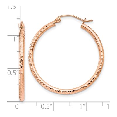 10K Rose Gold 30mm Diamond-Cut Hoop Earrings – view 5