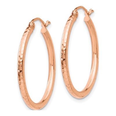 10K Rose Gold 25mm Diamond-Cut Hoop Earrings – view 3