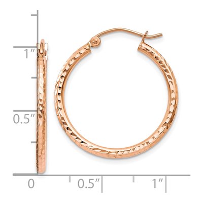 10K Rose Gold 25mm Diamond-Cut Hoop Earrings – view 5
