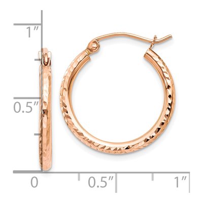 10K Rose Gold 20mm Diamond-Cut Hoop Earrings – view 5