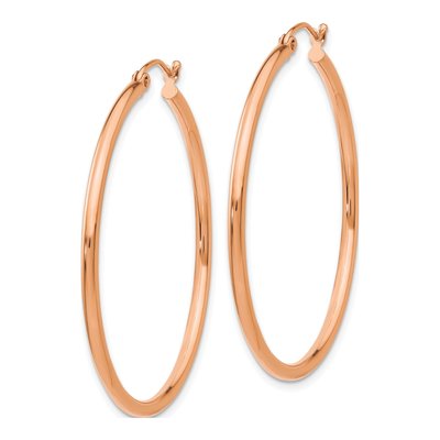 10K Rose Gold 40mm Tube Hoop Earrings – view 3