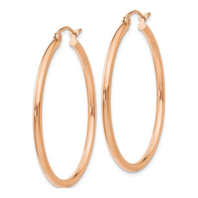 10K Rose Gold 35mm Tube Hoop Earrings – view 3