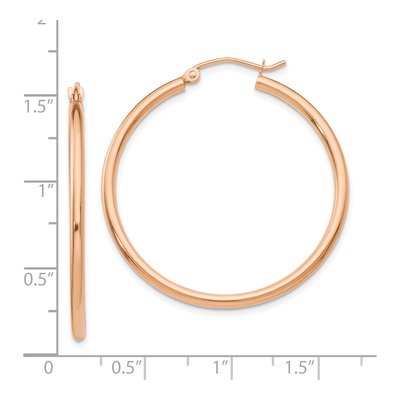10K Rose Gold 35mm Tube Hoop Earrings – view 5