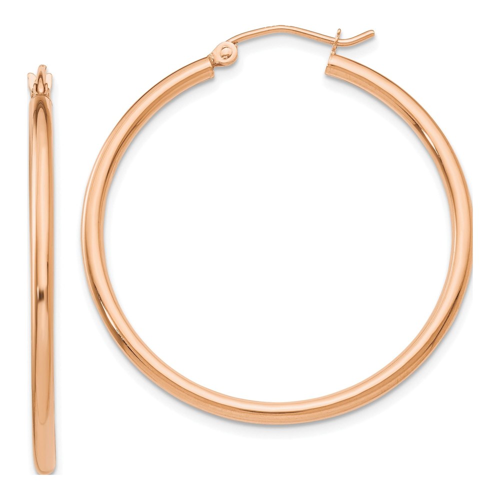 10K Rose Gold Lightweight Tube Hoop Earrings