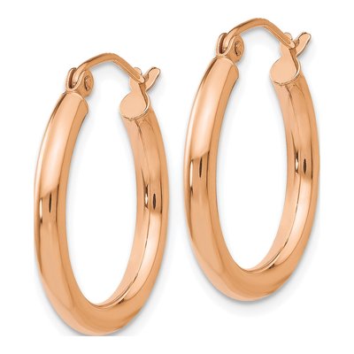 10K Rose Gold 20mm Tube Hoop Earrings – view 3