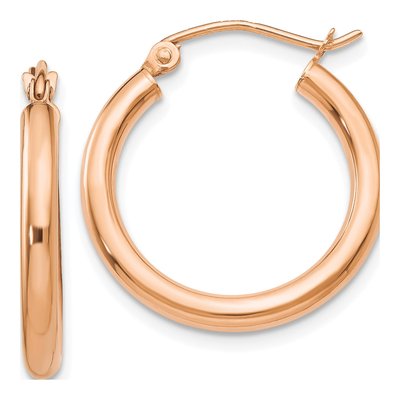 10K Rose Gold 20mm Tube Hoop Earrings