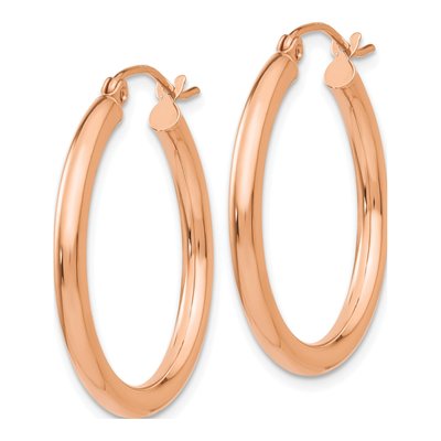 10K Rose Gold 25mm Tube Hoop Earrings – view 3