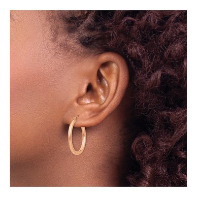 10K Rose Gold 25mm Tube Hoop Earrings – view 4