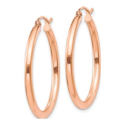 10K Rose Gold 30mm Tube Hoop Earrings – view 3