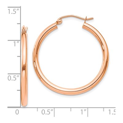 10K Rose Gold 30mm Tube Hoop Earrings – view 5