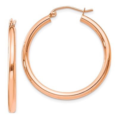 10K Rose Gold 30mm Tube Hoop Earrings