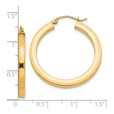 10K Yellow Gold 30mm Square Hoop Earrings – view 5