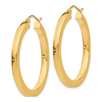 10K Yellow Gold 35mm Square Hoop Earrings – view 3