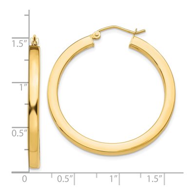 10K Yellow Gold 35mm Square Hoop Earrings – view 5