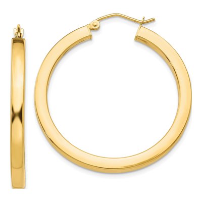 10K Yellow Gold 35mm Square Hoop Earrings