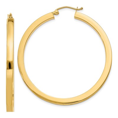 10K Yellow Gold 45mm Square Hoop Earrings