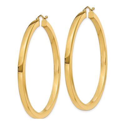 10K Yellow Gold 50mm Square Hoop Earrings – view 3
