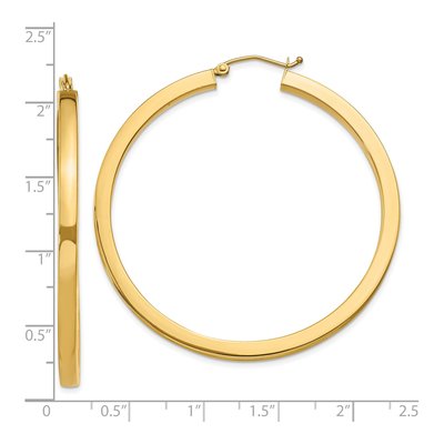 10K Yellow Gold 50mm Square Hoop Earrings – view 5