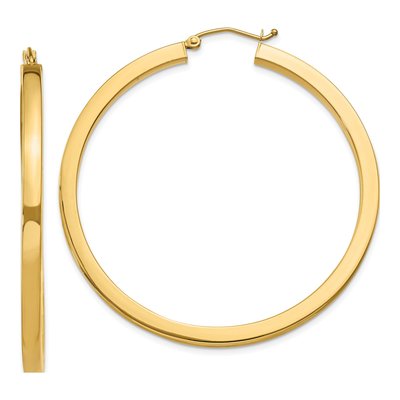 10K Yellow Gold 50mm Square Hoop Earrings