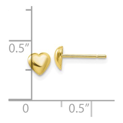 10K Yellow Gold Heart Button Stud Earrings – view 4