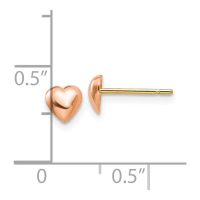 10K Rose Gold Heart Stud Earrings – view 5