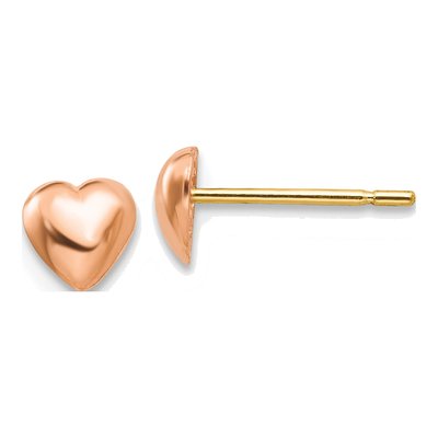 10K Rose Gold Heart Stud Earrings