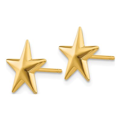 10K Yellow Gold Nautical Star Post Earrings – view 3